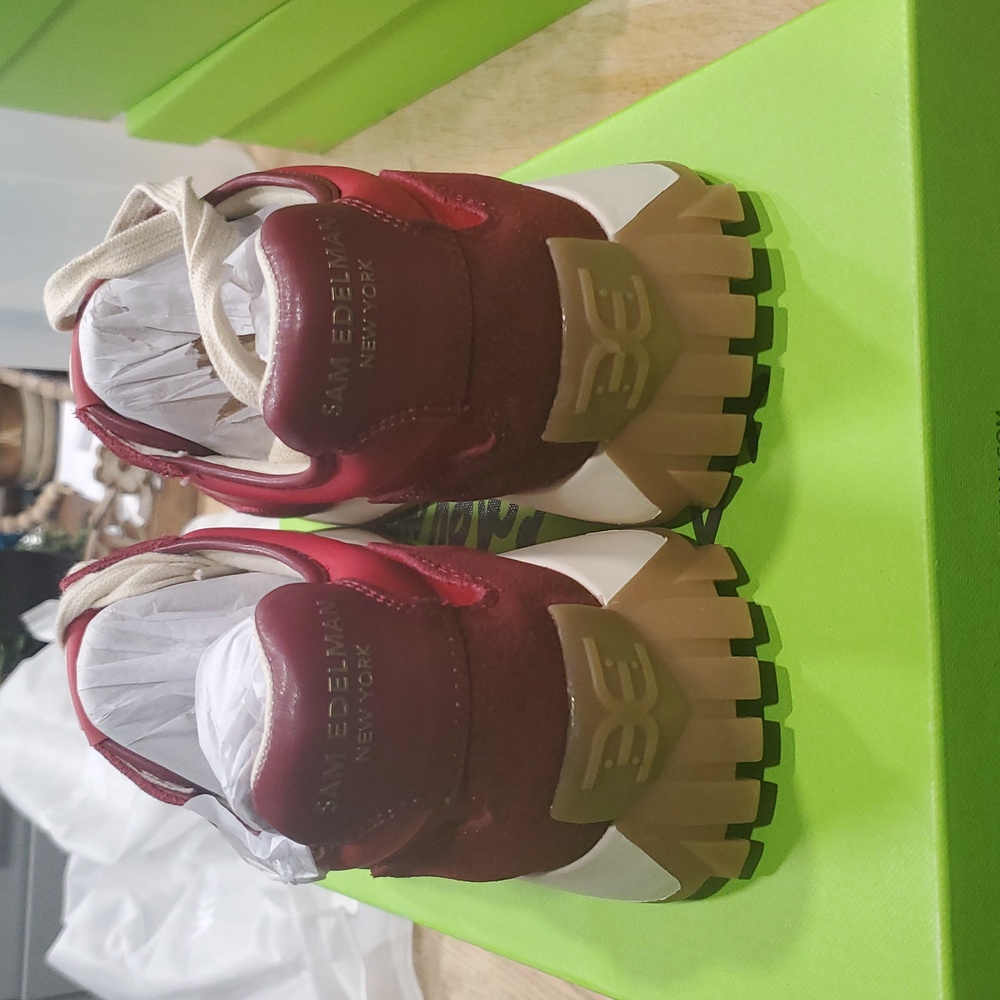 Sam Edelman Burgundy and Cream Sneakers - Picture 3 of 4